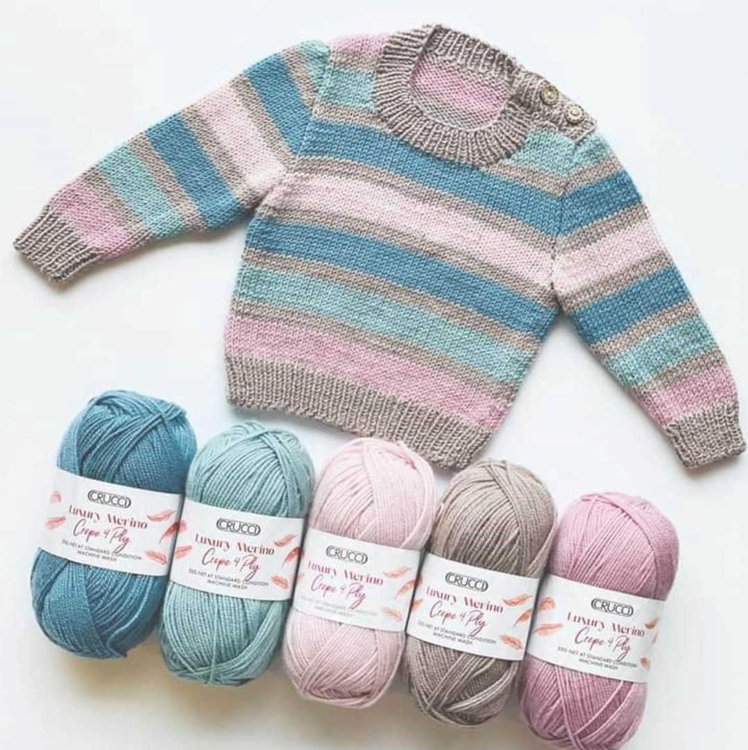 4ply Baby Striped Sweater Knitting Pattern - Crucci 2222 image 0